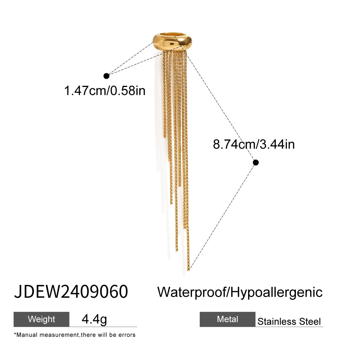 18K Gold Drop Dangle Ear Cuff