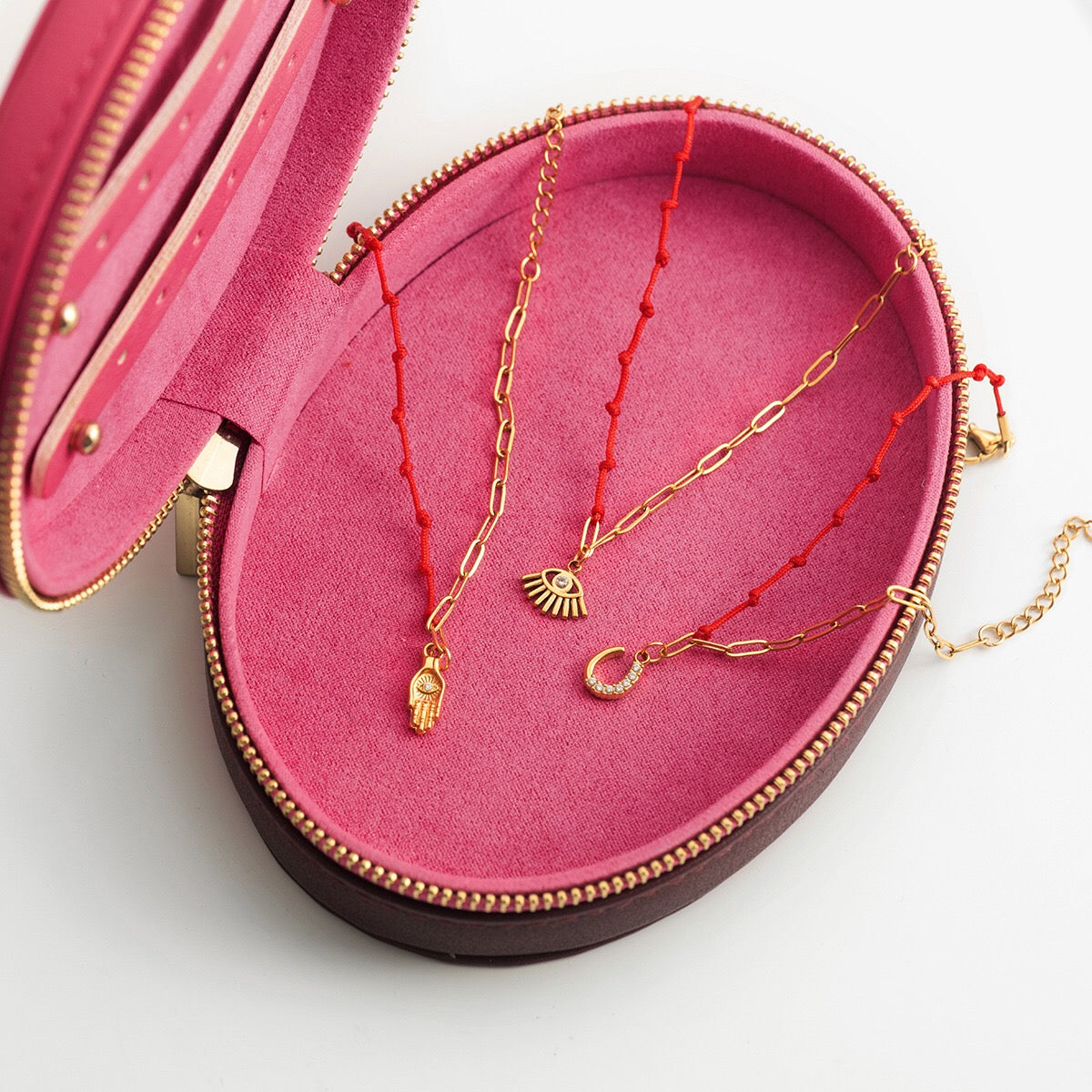 18K Gold Grace Knot Red String Lucky Charm Dainty Bracelet