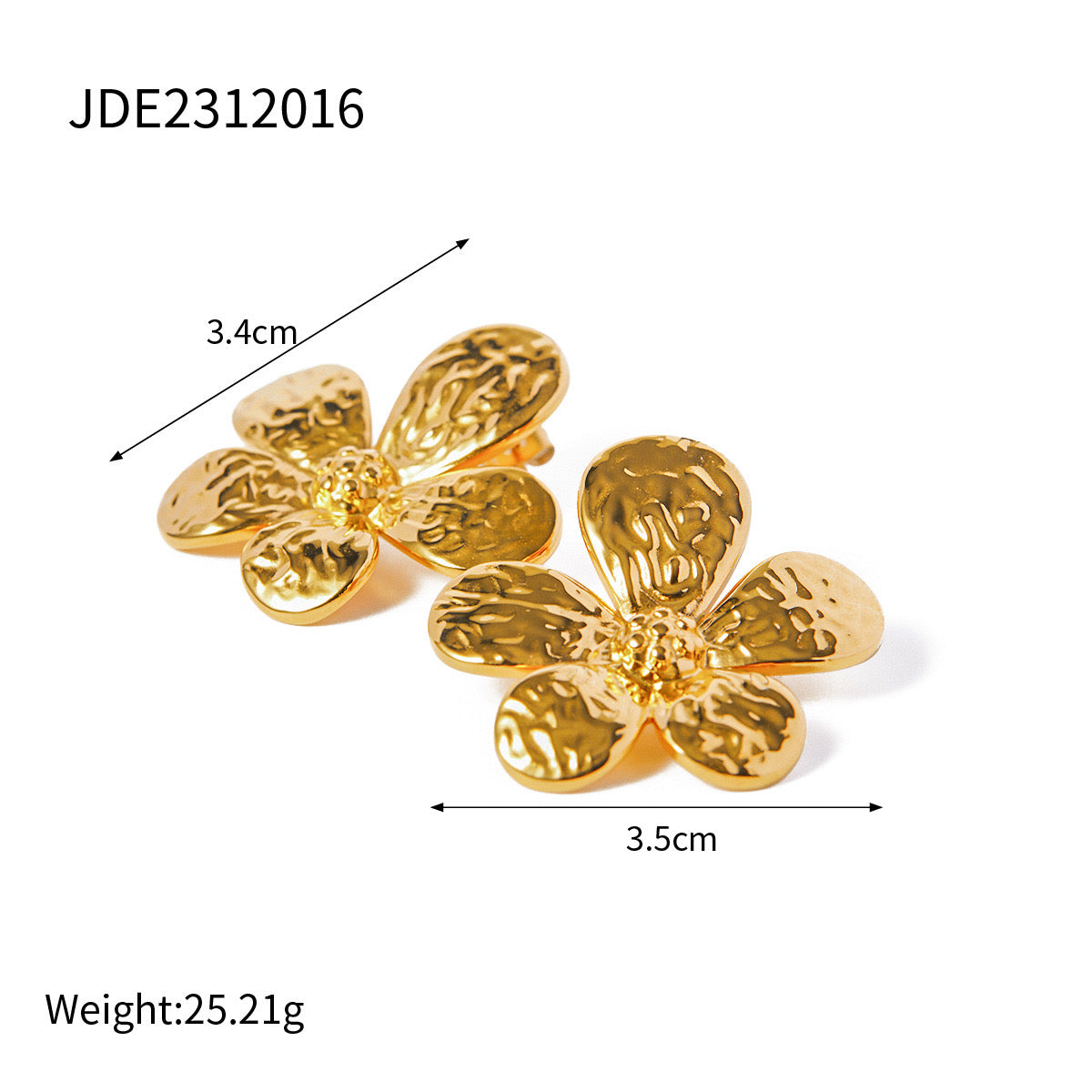 18K Gold Blooming Flower Statement Stud Earrings
