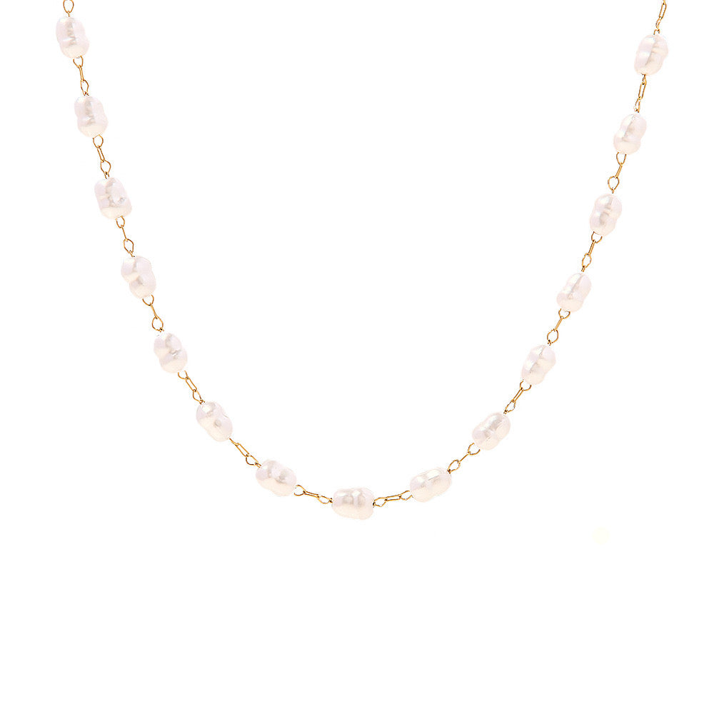18K Gold Classic Pearl Chain Necklace