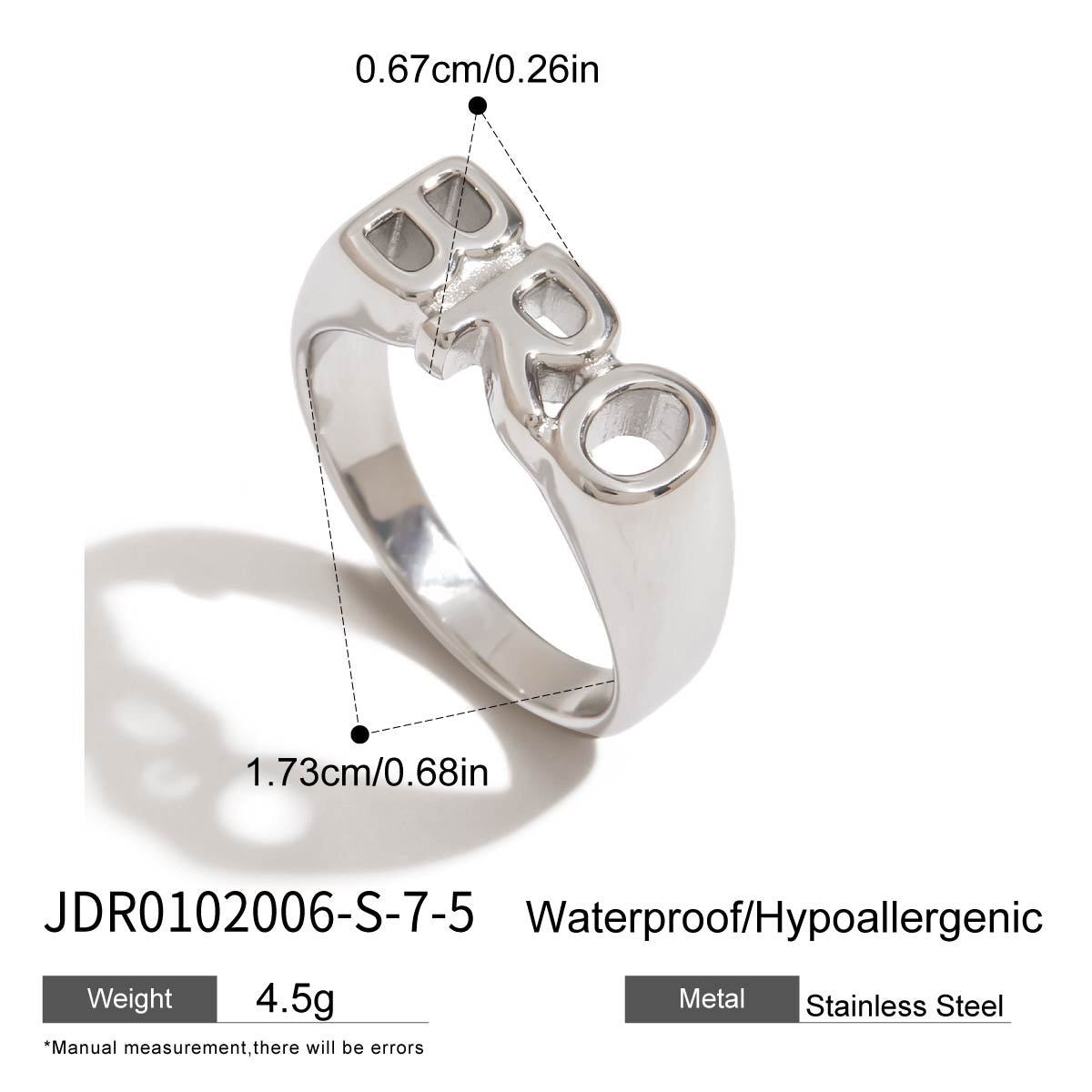 18K Gold MOM DAD BRO Letter Stacking Ring