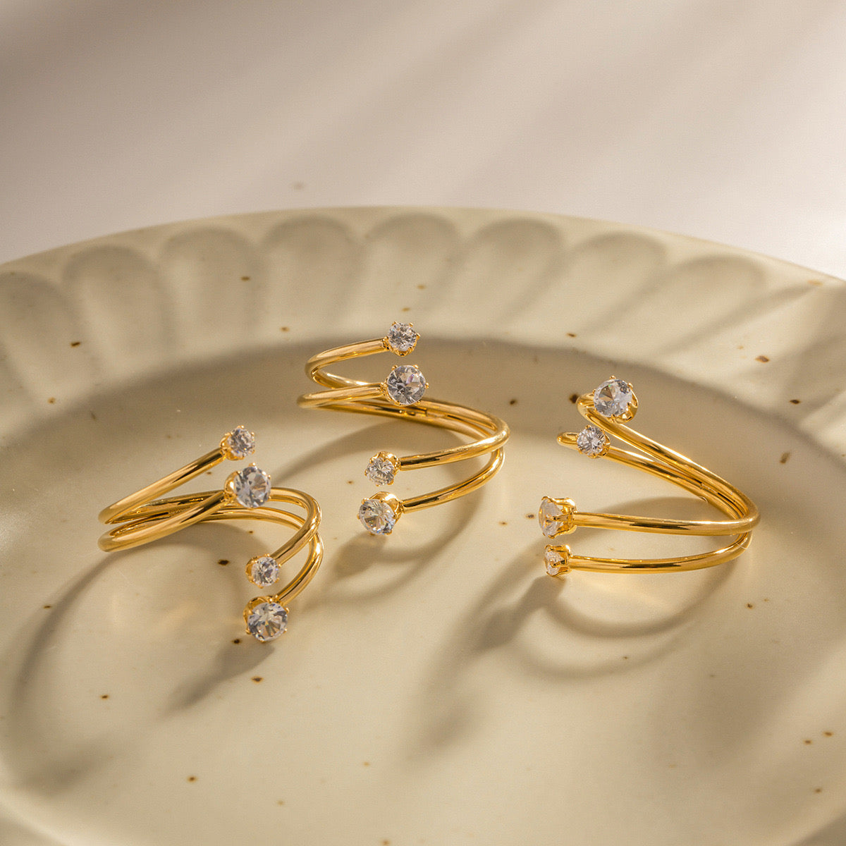 18K Gold Wandering Stars Cuff Ring