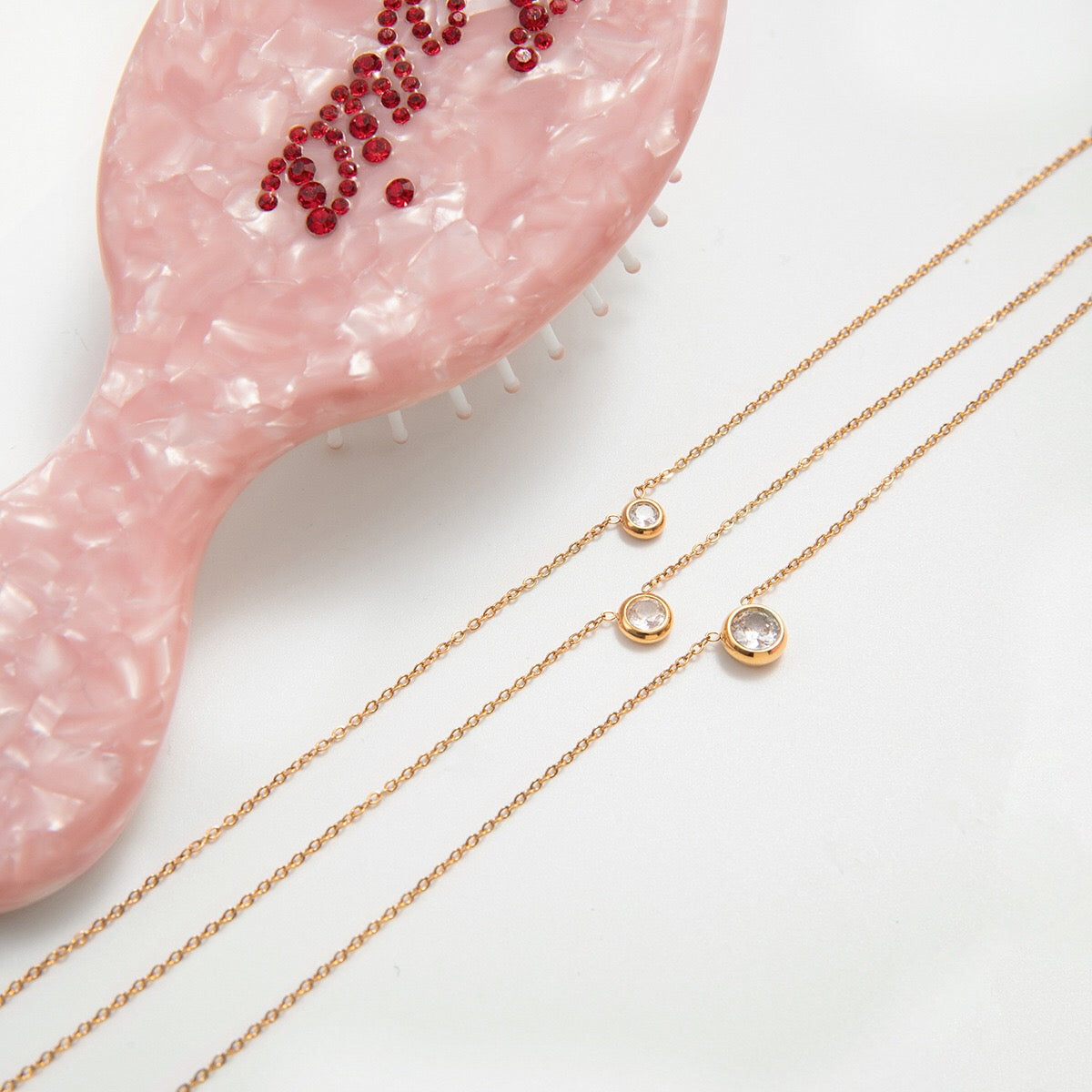 18K Gold Soft Spark Dainty Chain Layered Necklace Set