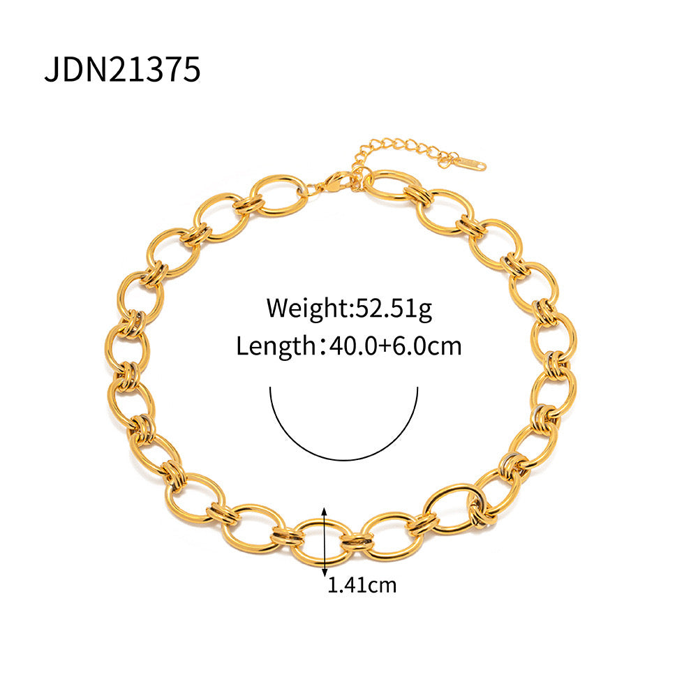 18K Gold Chunky Circle Chain Bracelet
