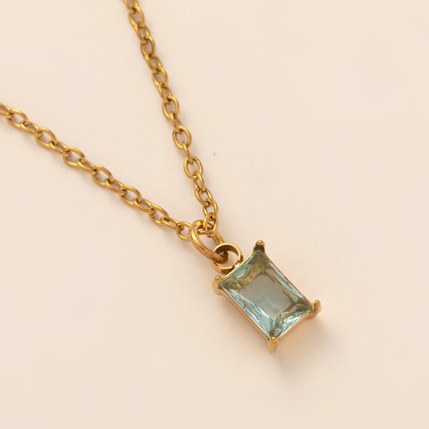 18K Gold Dainty Birthstone Pendant Necklace