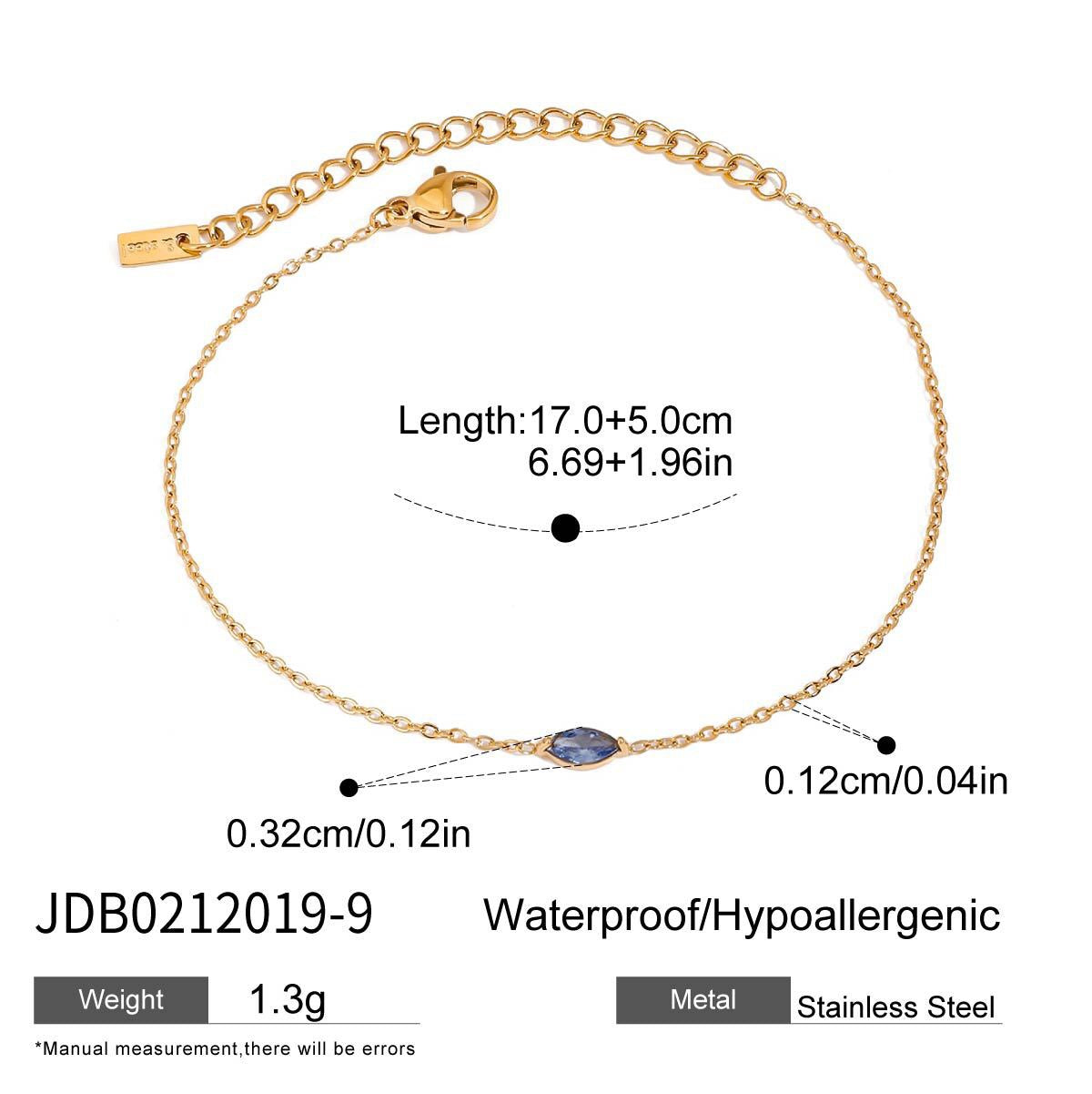 18K Gold Color Birthstone Dainty Chain Bracelet