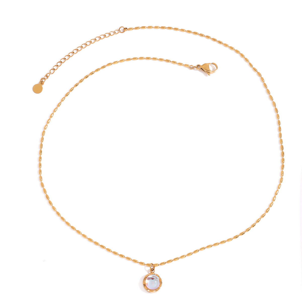 18K Gold Moonstone Pendant Necklace