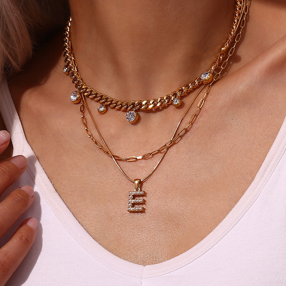 18K Gold Pearl Initial Pendant Necklace