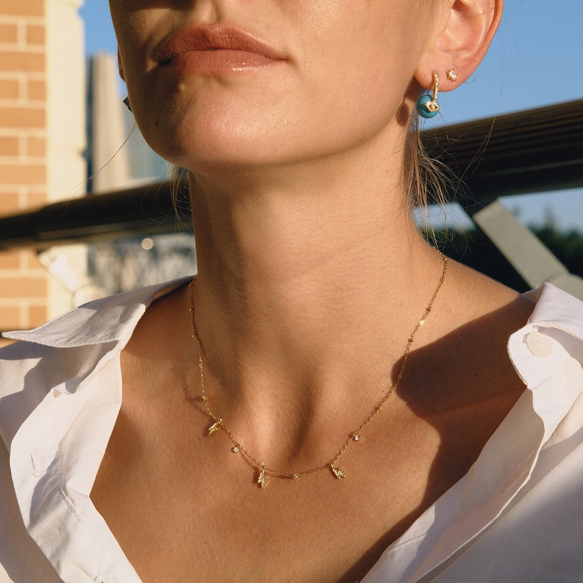 18K Gold Tempting Shimmer Heart Star Dainty Chain Necklace