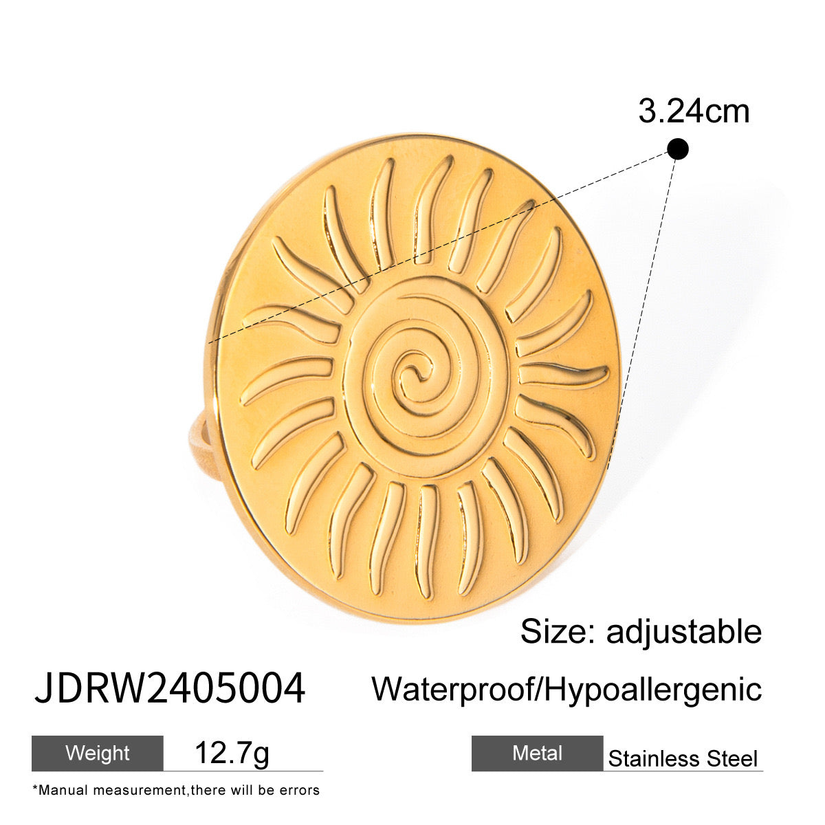 18K Gold Bright Sun Statement Ring