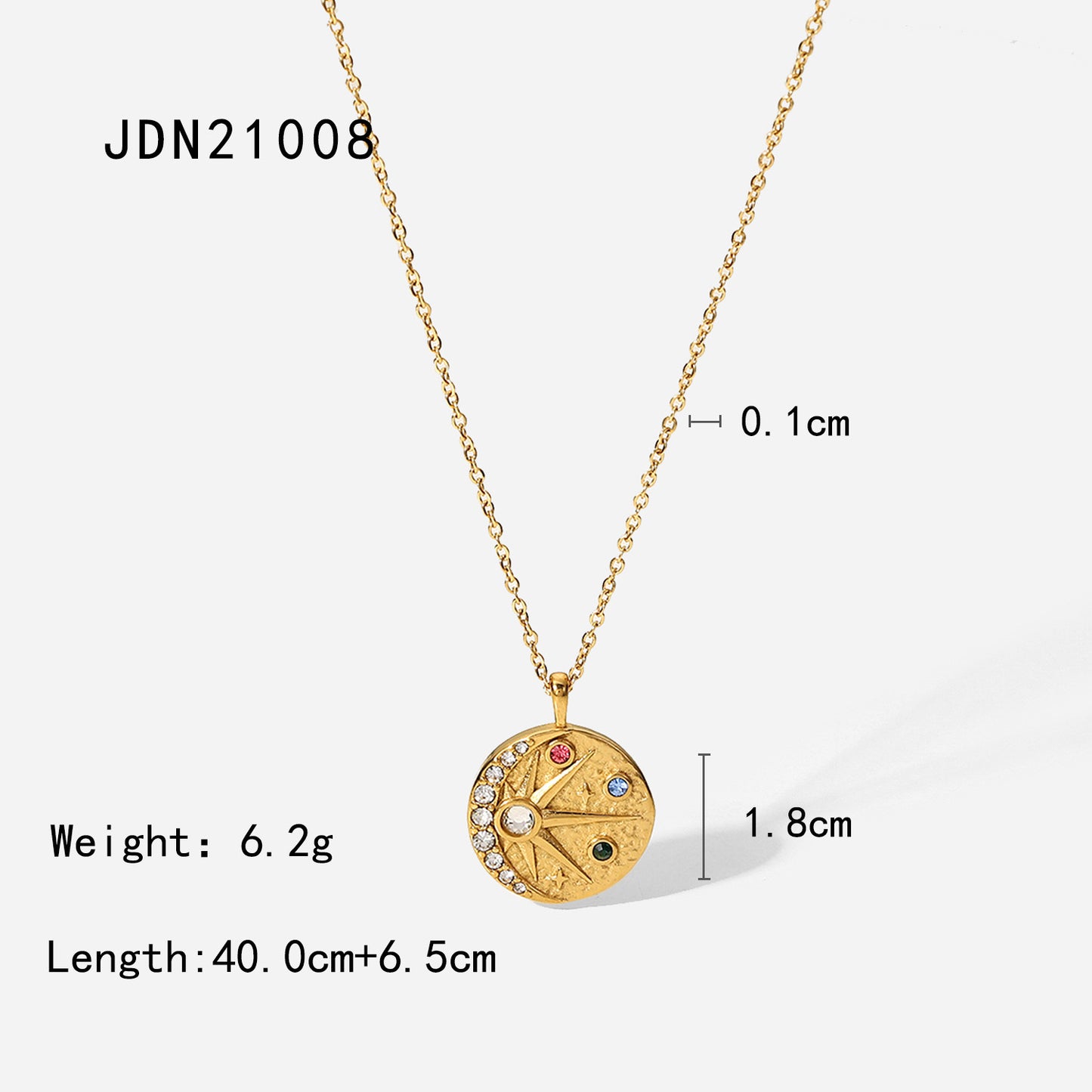 18K Gold Celestial Coin Pendant Necklace