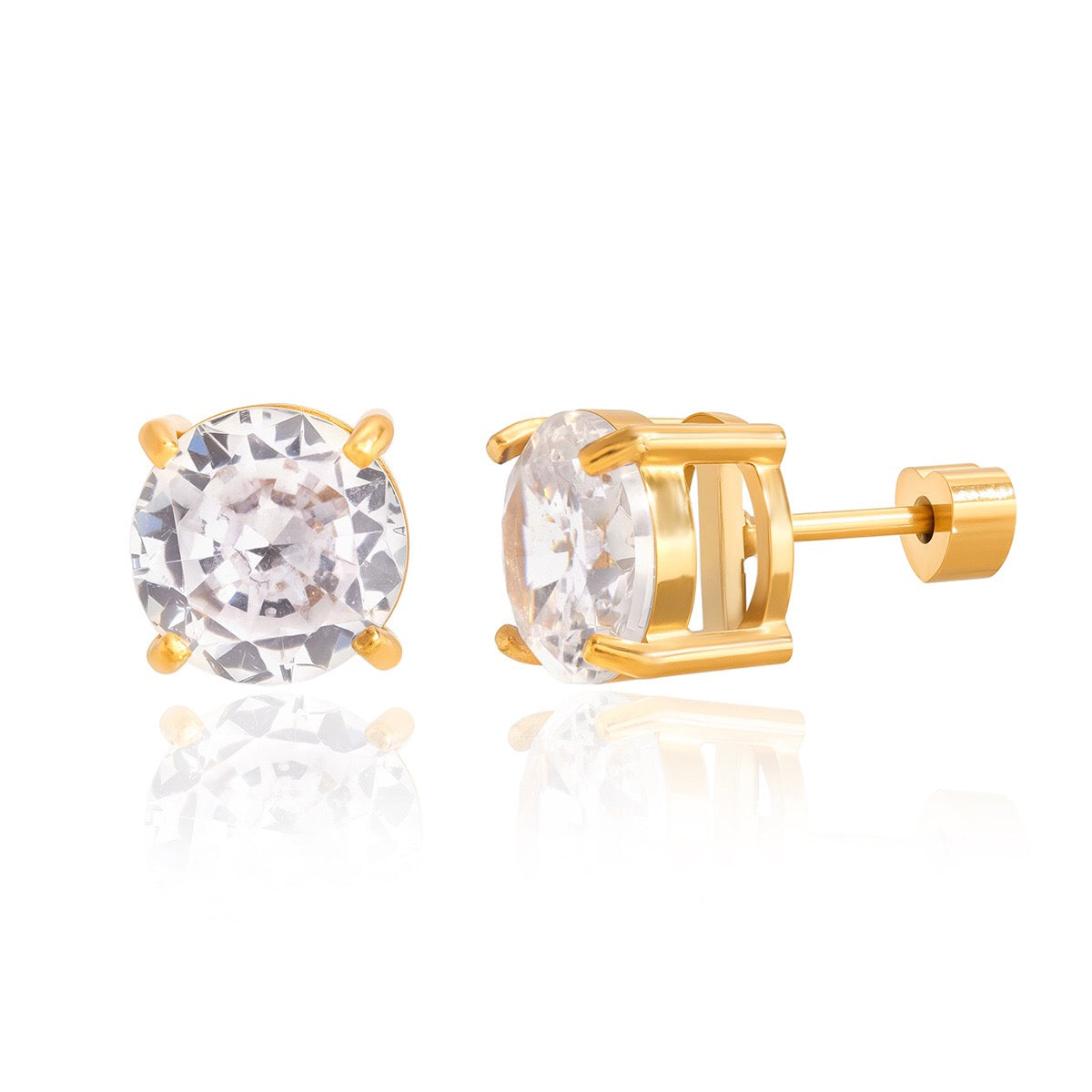 18K Gold Essential Elegance Flat Back Stud Earrings