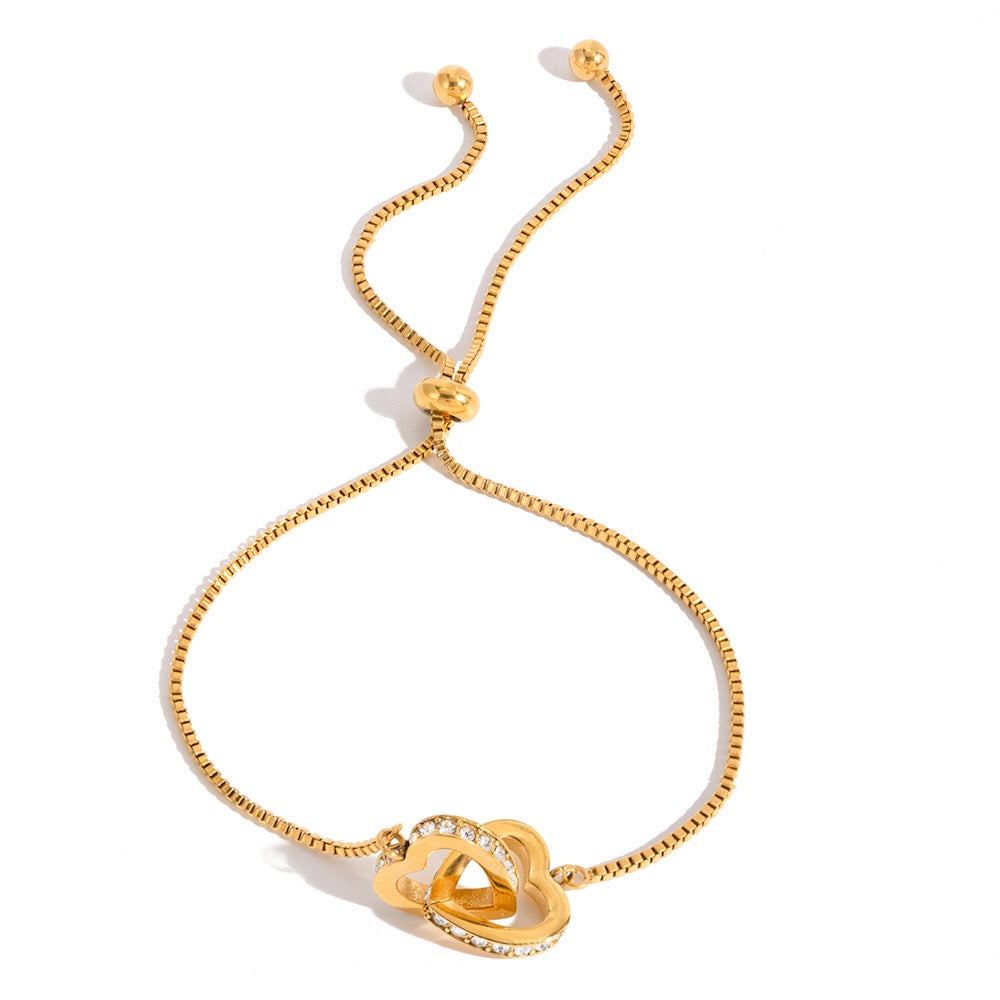 18K Gold Golden Haze Pearl Chain Cuff Bangle Bracelet Stack