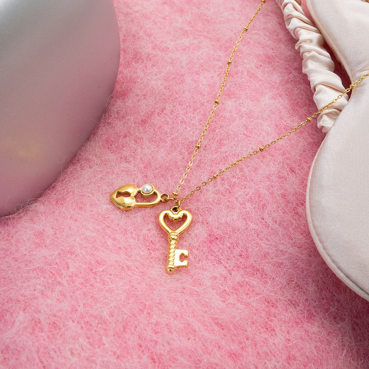 18K Gold Key to Your Heart Charm Pendant Necklace