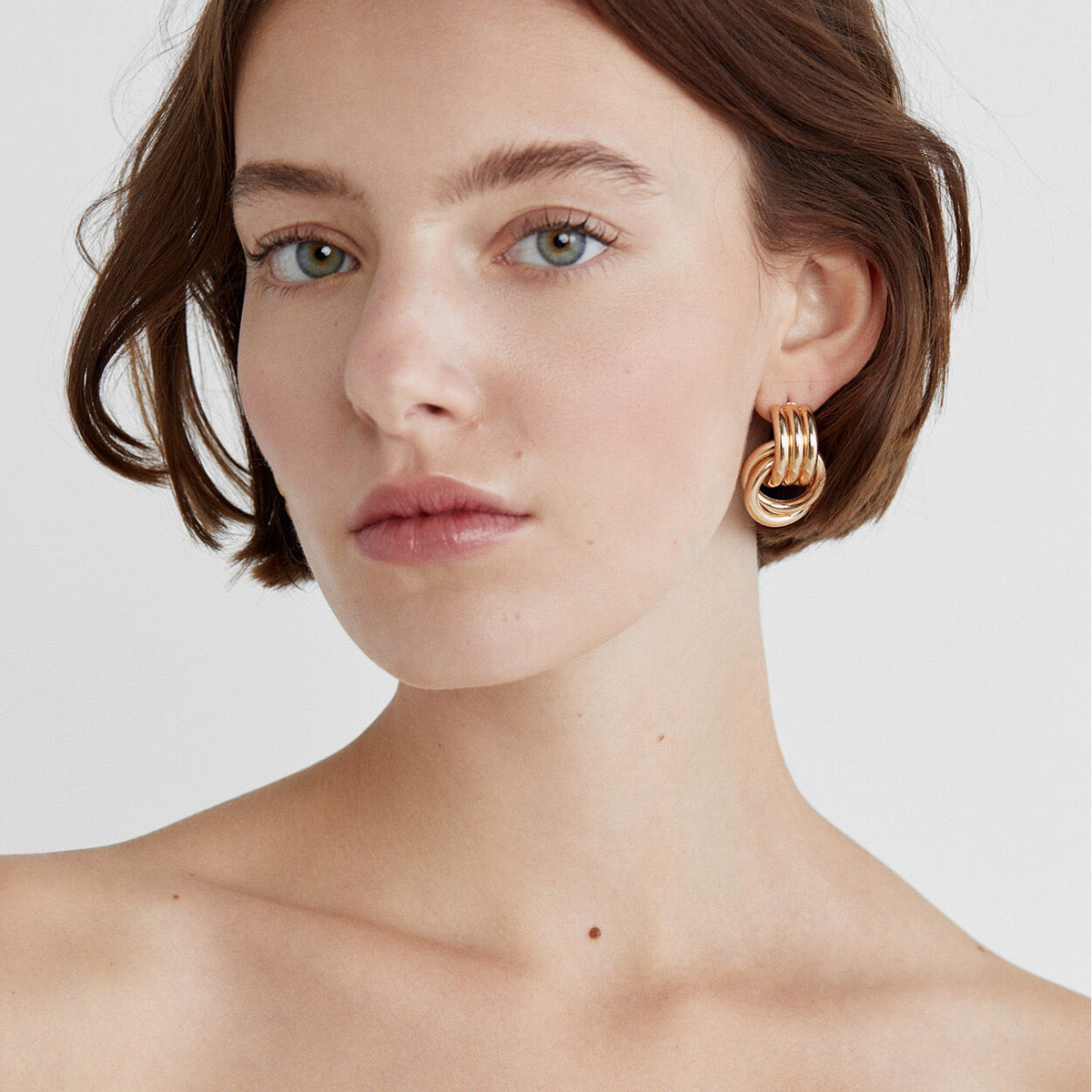 18K Gold Trendy Geometric Statement Stud Earrings