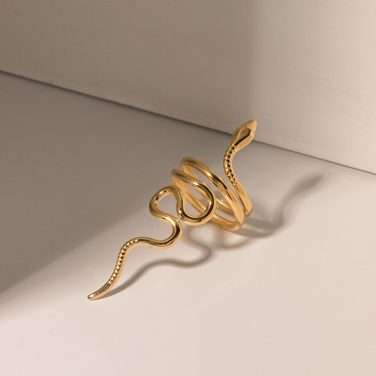 18K Gold Serpent Statement Ring