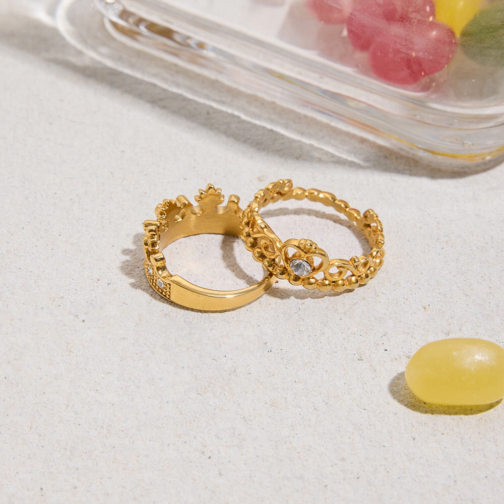18K Gold Princess Tiara Statement Ring