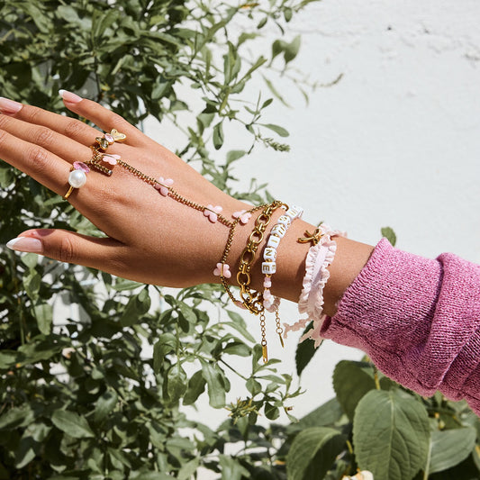 18K Gold Waterproof Pink Butterfly Trendy Hand Chain Bracelet