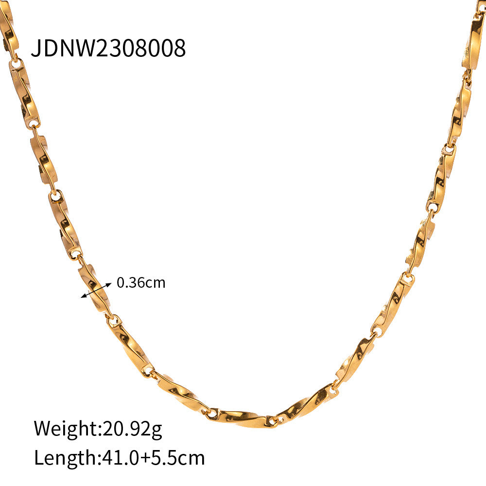 18K Gold Twisted Bar Chain Necklace