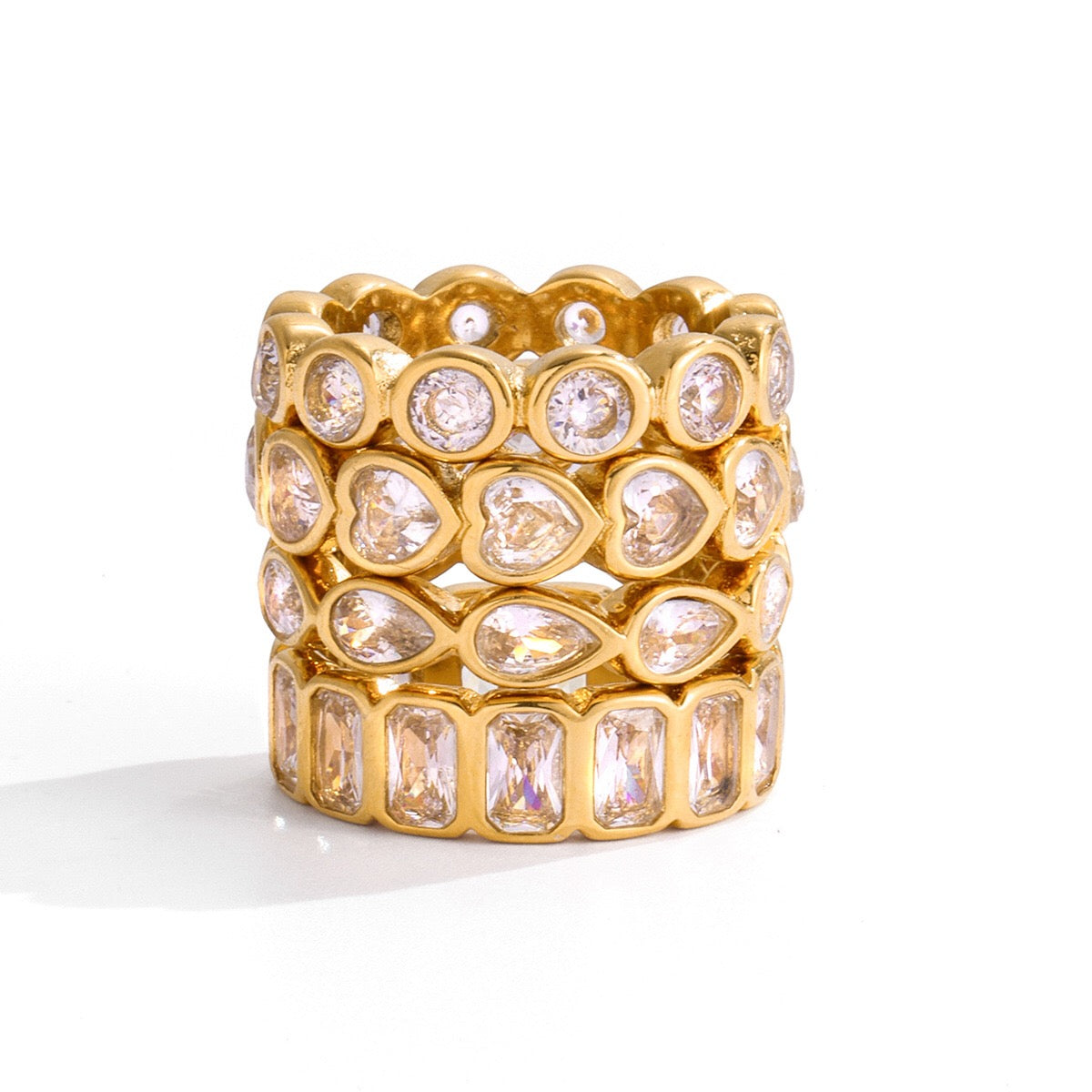 18K Gold Extra Shine Heart Eternity Tennis Ring