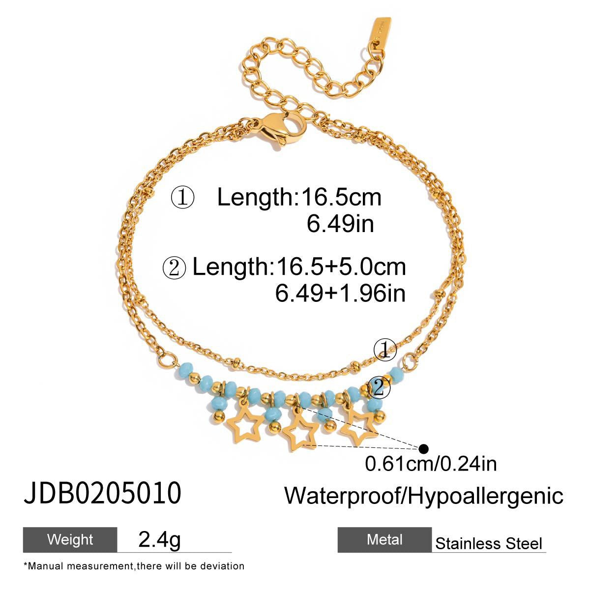18K Gold Blue Winter Wonderland Moon and Stars Tennis Bracelet Stack