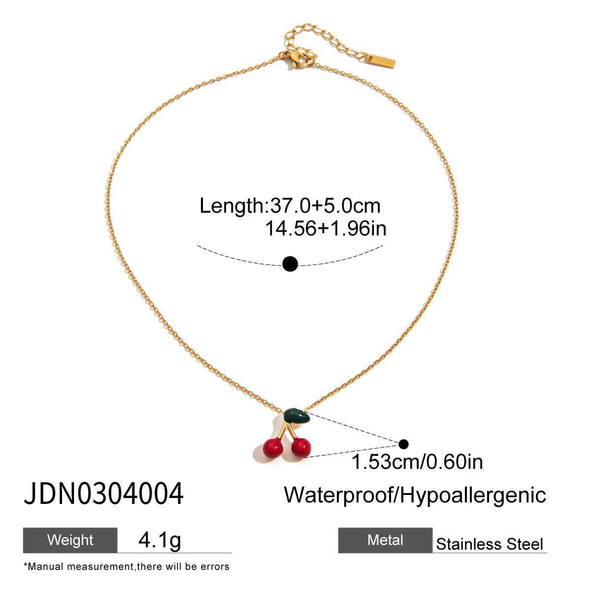 18K Gold Dainty Cherry Pendant Cute Choker Necklace