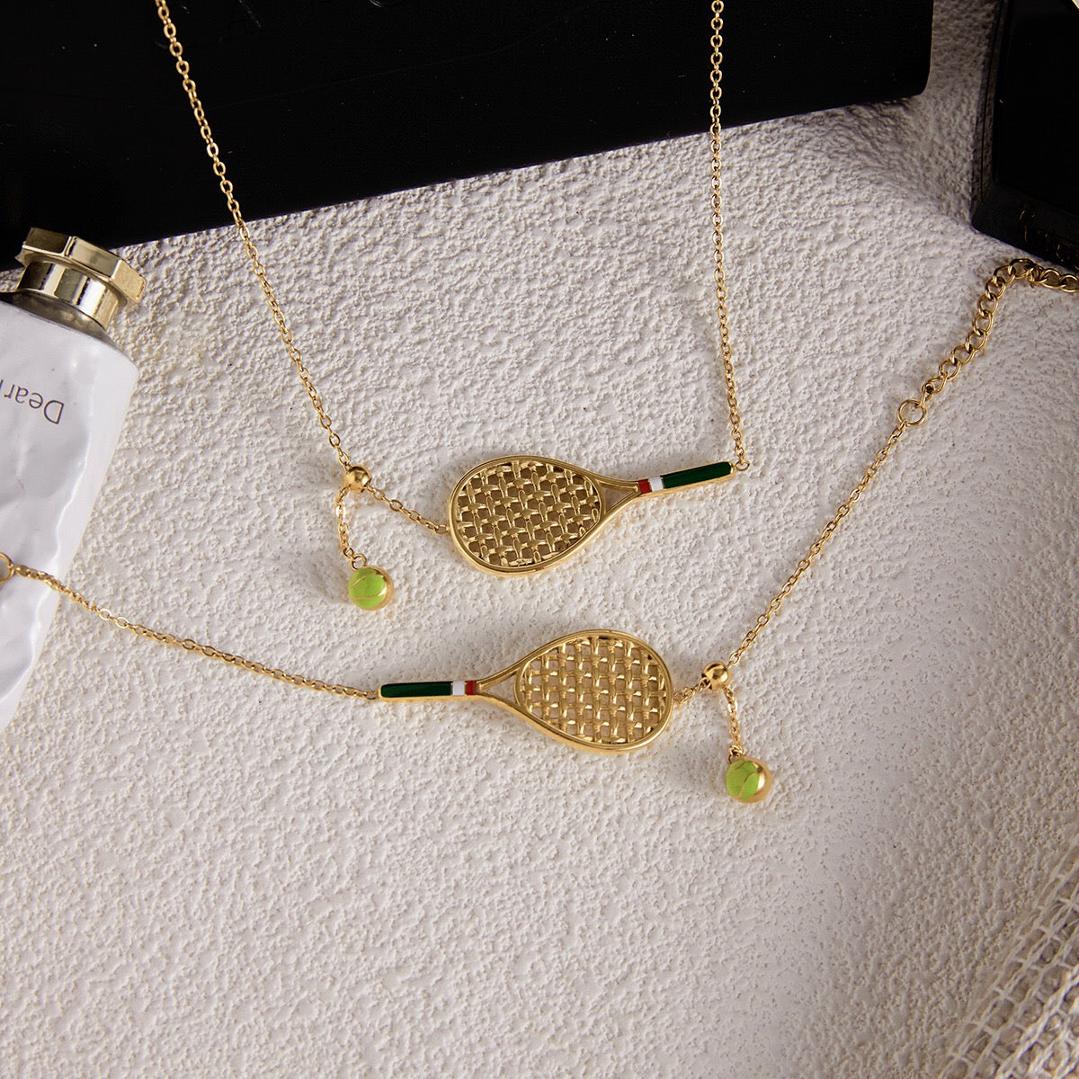 18K Gold Tennis Player Pendant Necklace