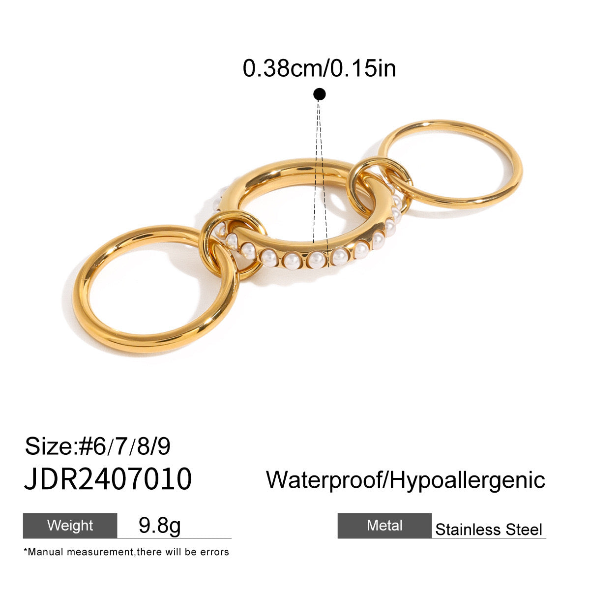 18K Gold Waterproof Elegant Pearl Hand Chain Bracelet