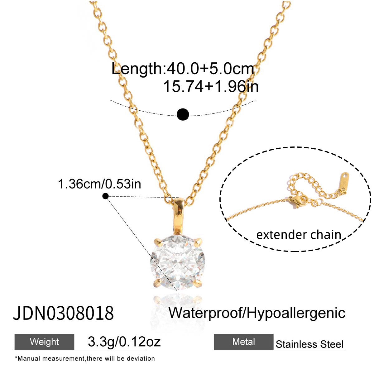 18K Gold Minimal Glow CZ Pendant Paperclip Beaded Chain Layered Necklace Set
