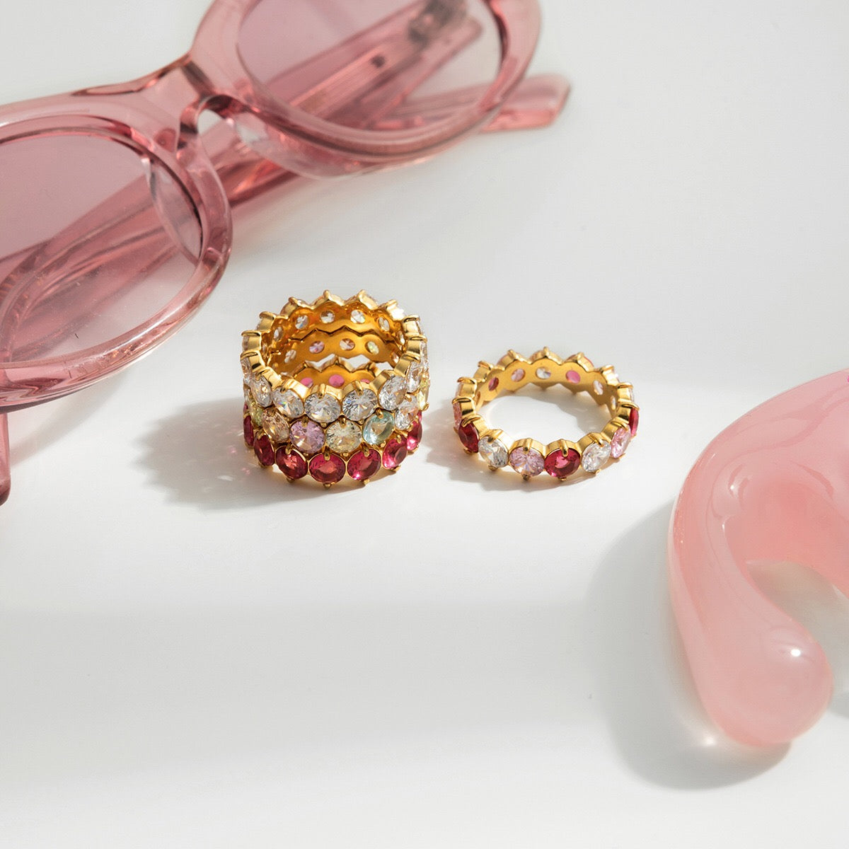 18K Gold Pink Affair Tennis Eternity Ring