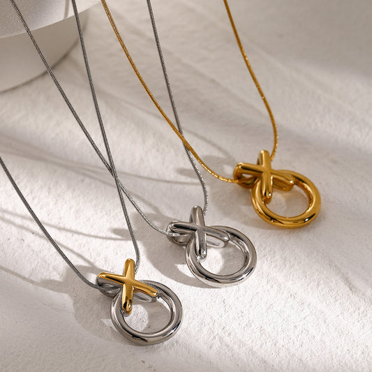 18K Gold XO Statement Pendant Necklace