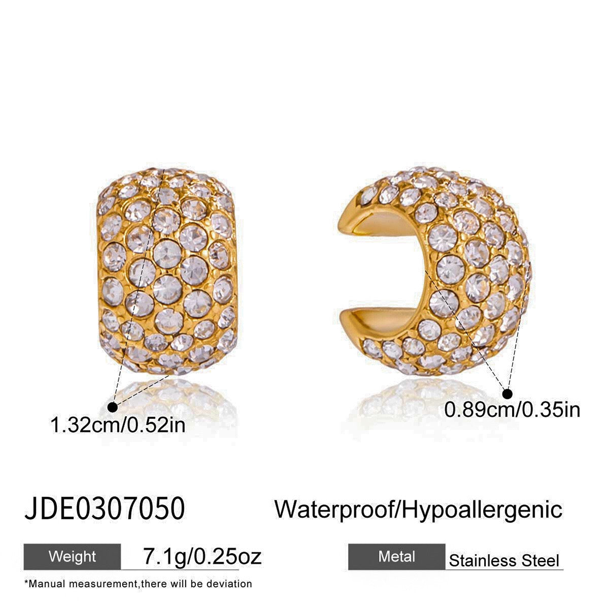 18K Gold Diamond Fever Huggie Earrings Ear Cuff Set