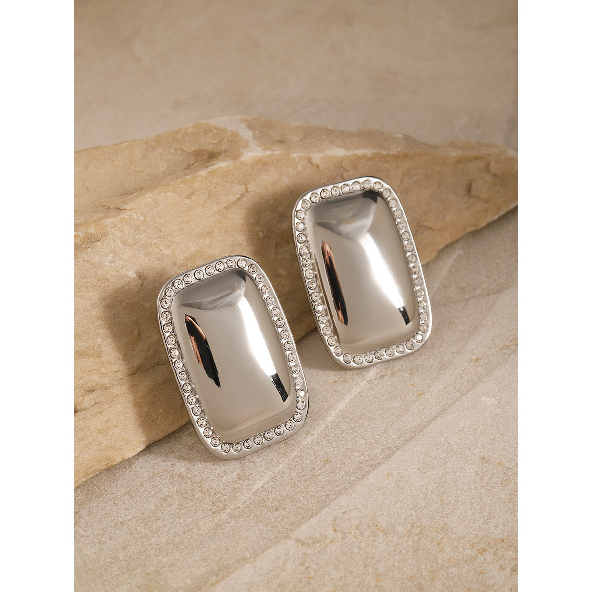 18K Gold Bling Plate Statement Stud Earrings