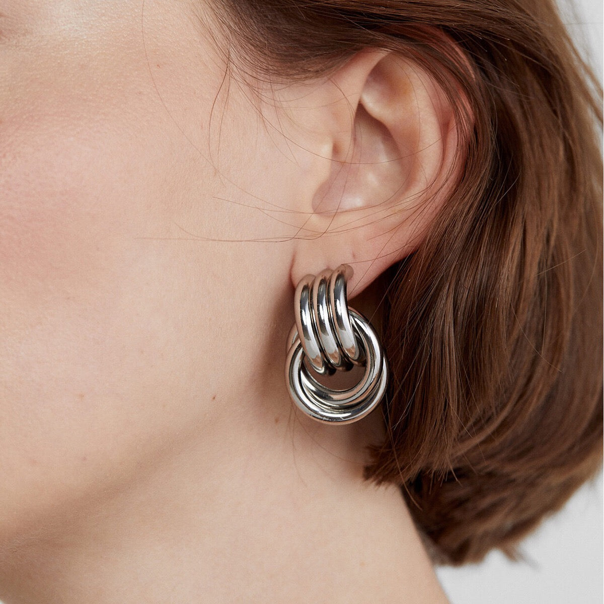 18K Gold Trendy Geometric Statement Stud Earrings