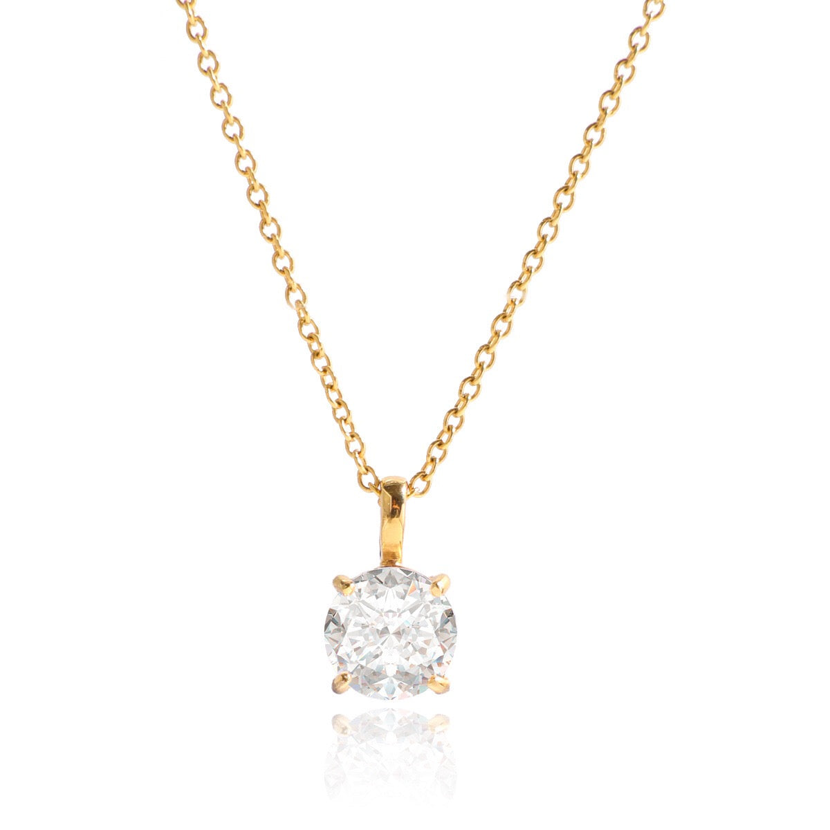 18K Gold Minimal Glow CZ Pendant Paperclip Beaded Chain Layered Necklace Set