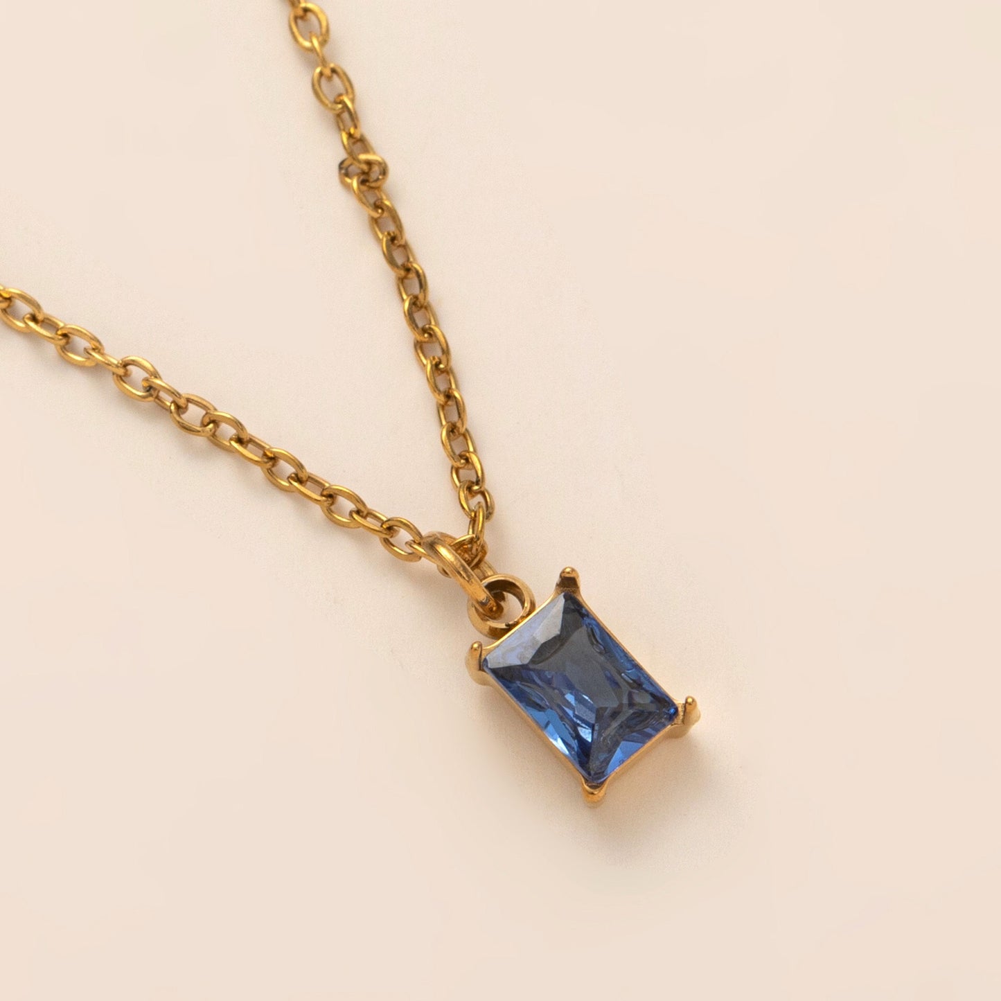 18K Gold Dainty Birthstone Pendant Necklace
