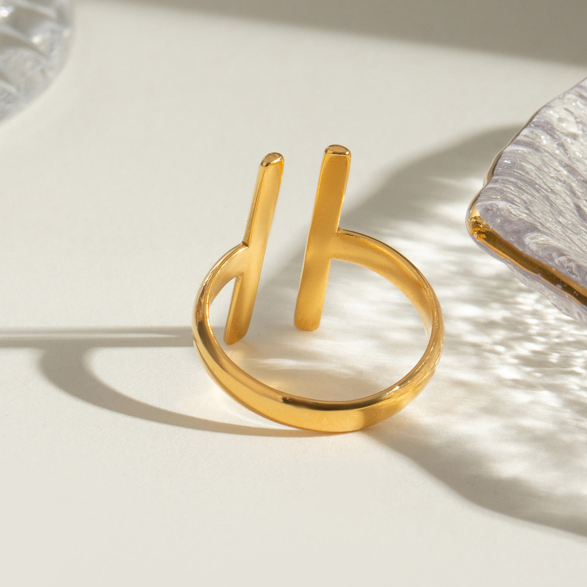 18K Gold Statement T Ring