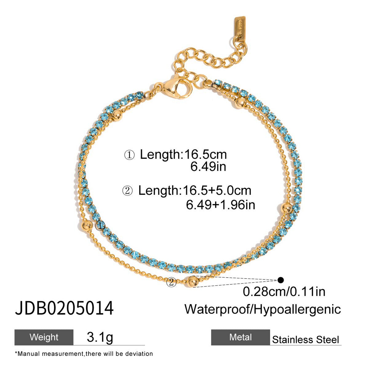 18K Gold Blue Winter Wonderland Moon and Stars Tennis Bracelet Stack
