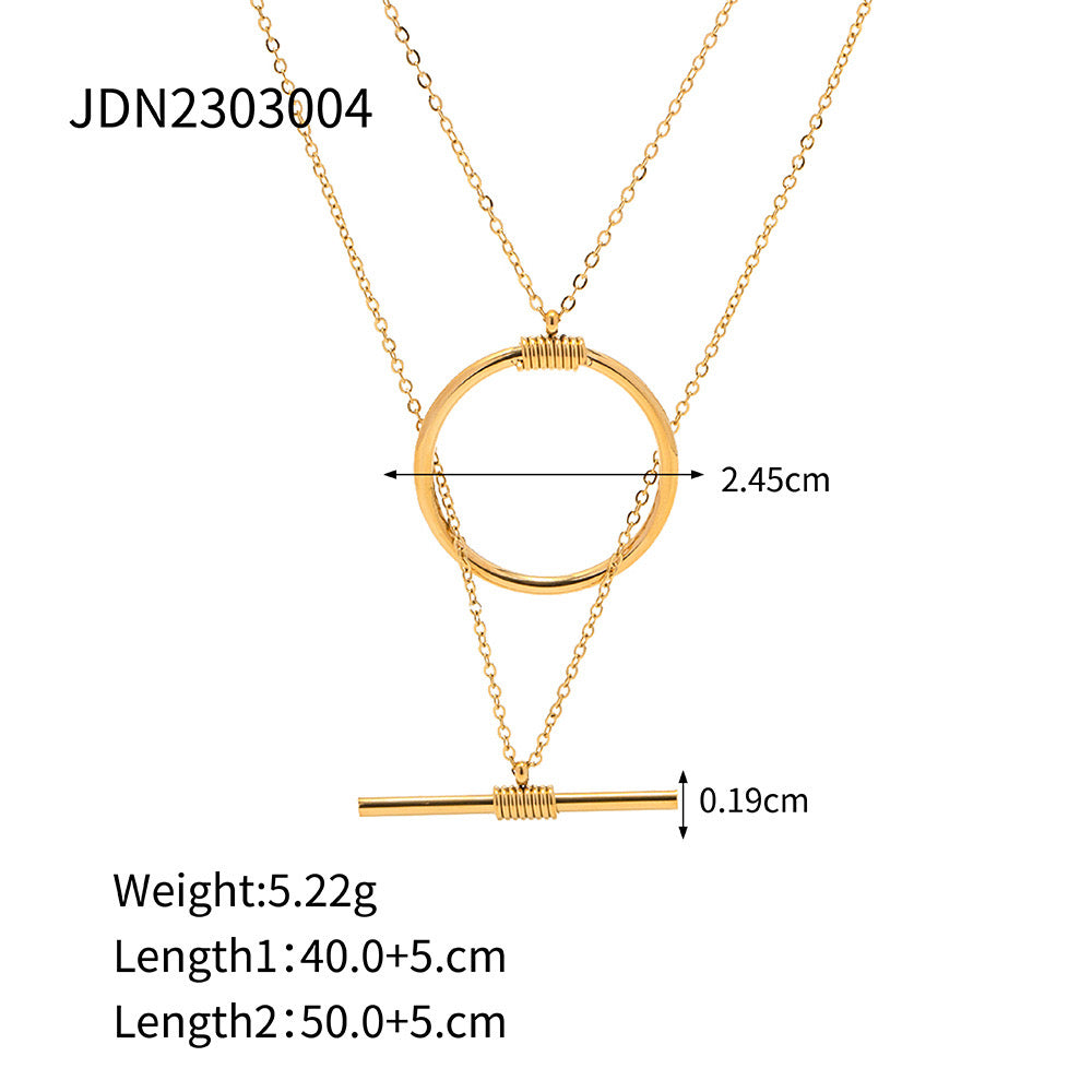18K Gold Geometric Delicate Chain Layered Necklace