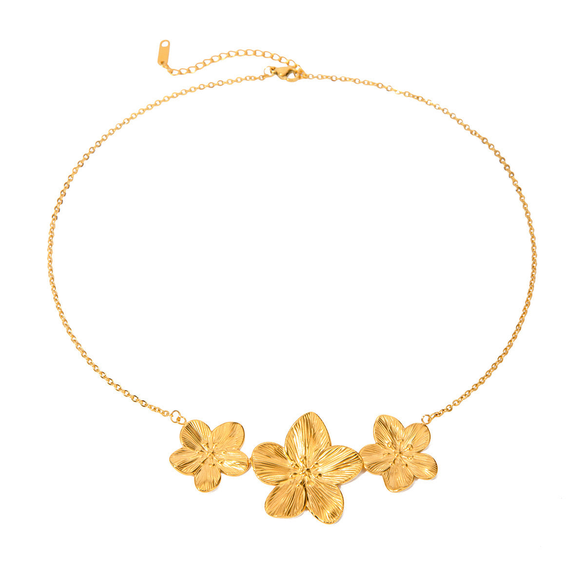 18K Gold Summer Flower Pendant Statement Necklace