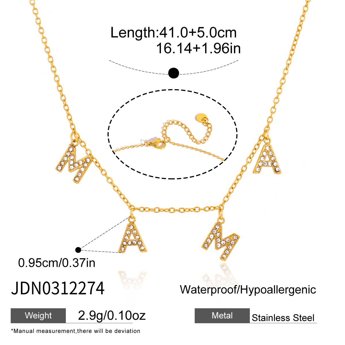18K Gold MAMA Minimalist Glam Dainty Charm Necklace