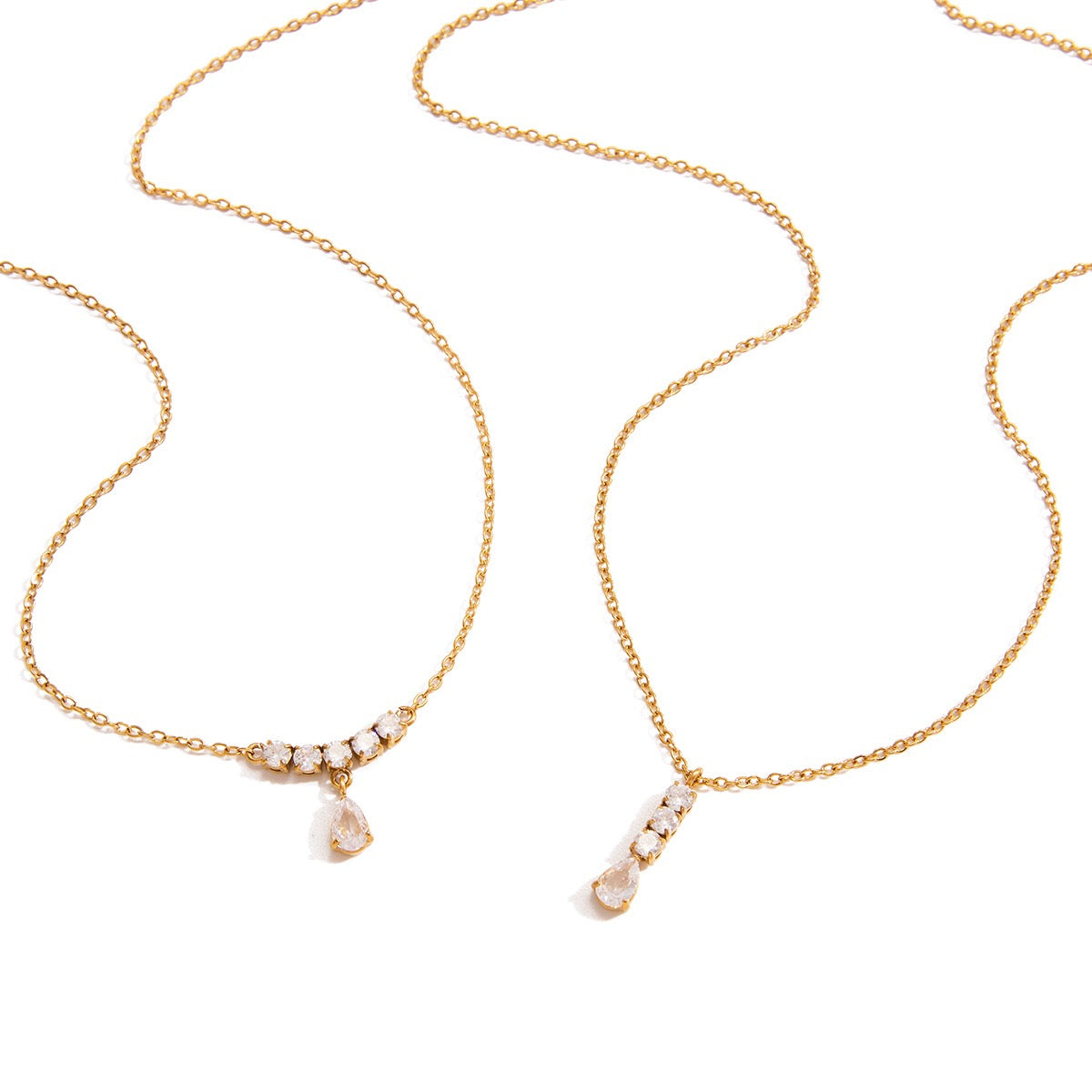 18K Gold High-wattage sparkle Pedant Y Shape Layered Necklace Set