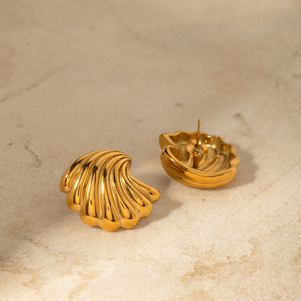 18K Gold Ocean Breeze Statement Stud Earrings