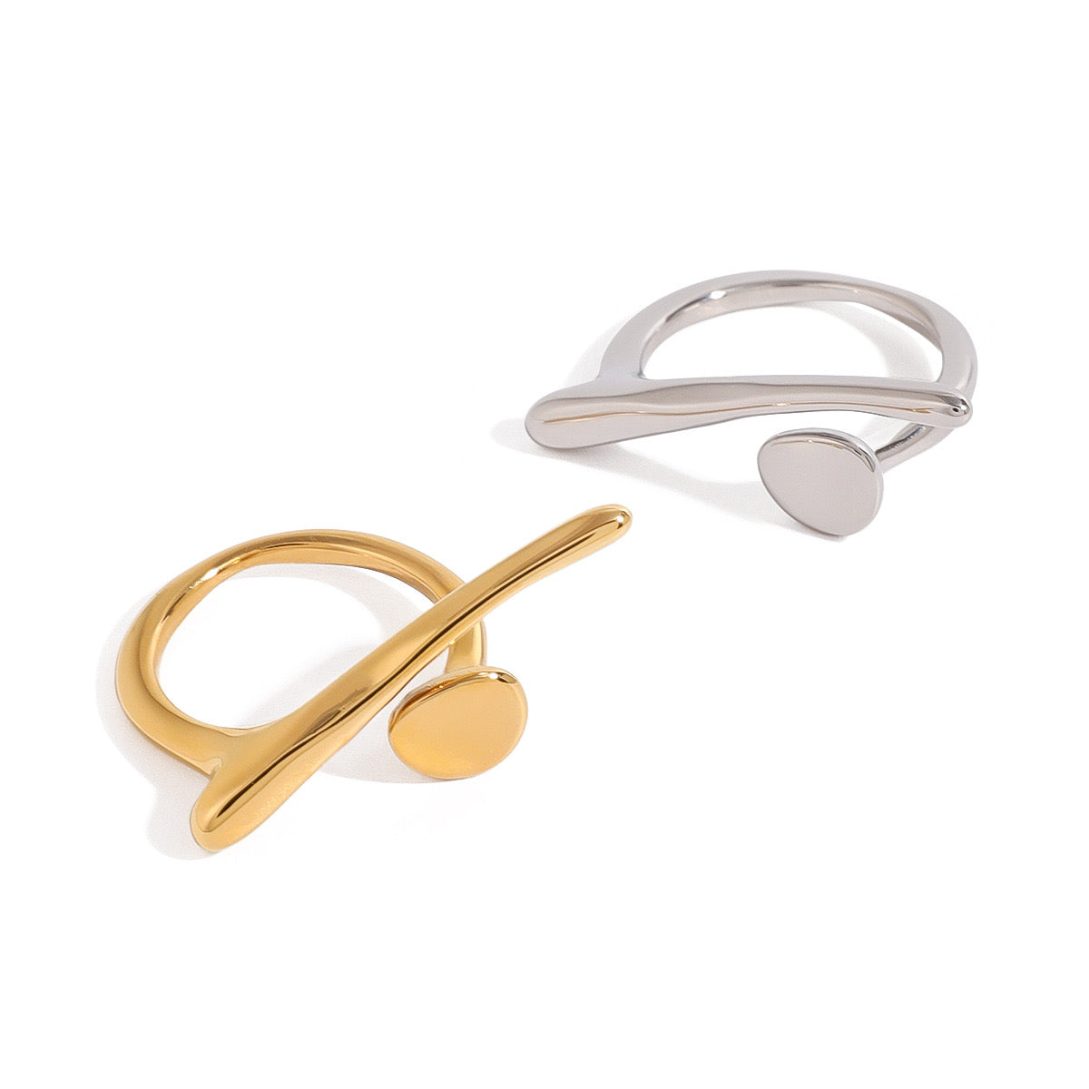 18K Gold Unique Geometric Statement Ring