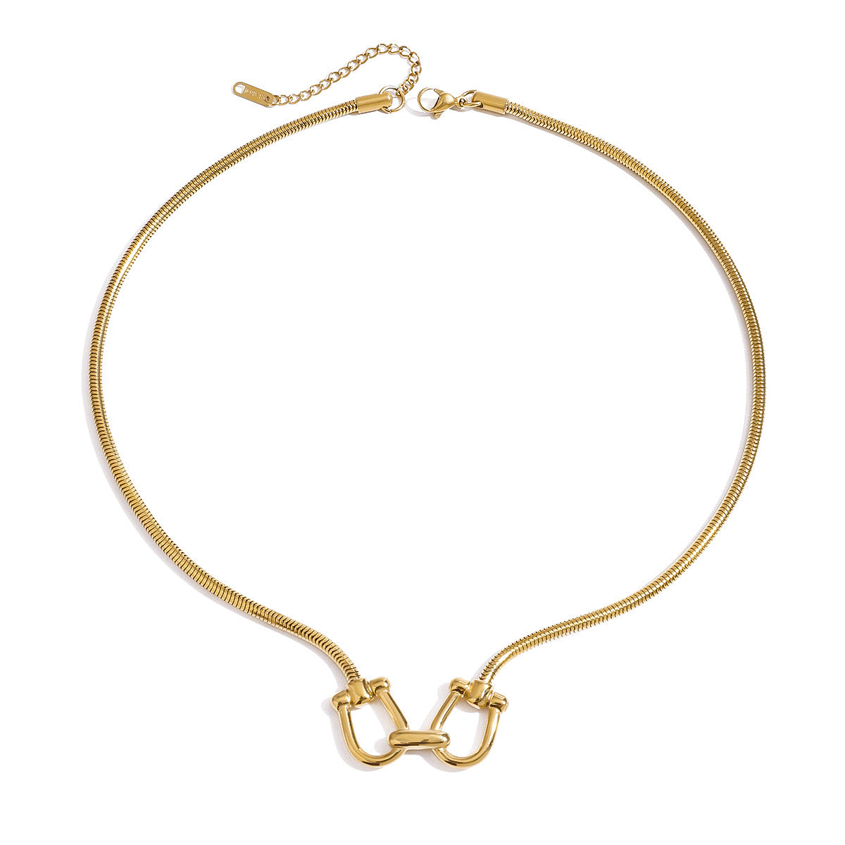 18K Gold Cuffed Pendant Statement Necklace