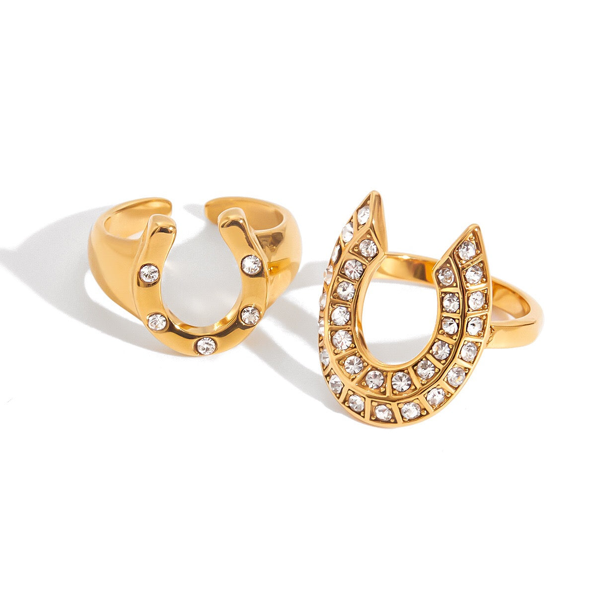 18K Gold Bling Horseshoe Statement Ring