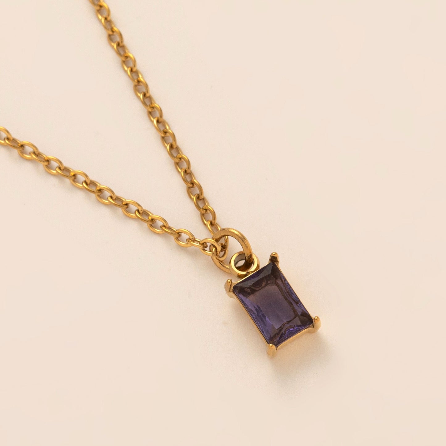 18K Gold Dainty Birthstone Pendant Necklace