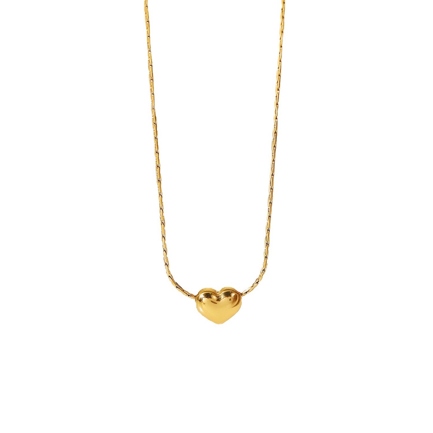 18K Gold Dainty Heart Pendant Necklace