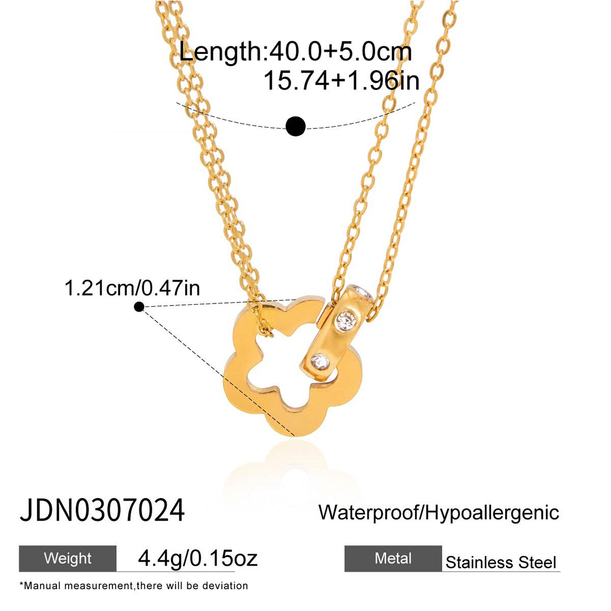 18K Gold Together Two Ring Connected Dainty Pendant Necklace