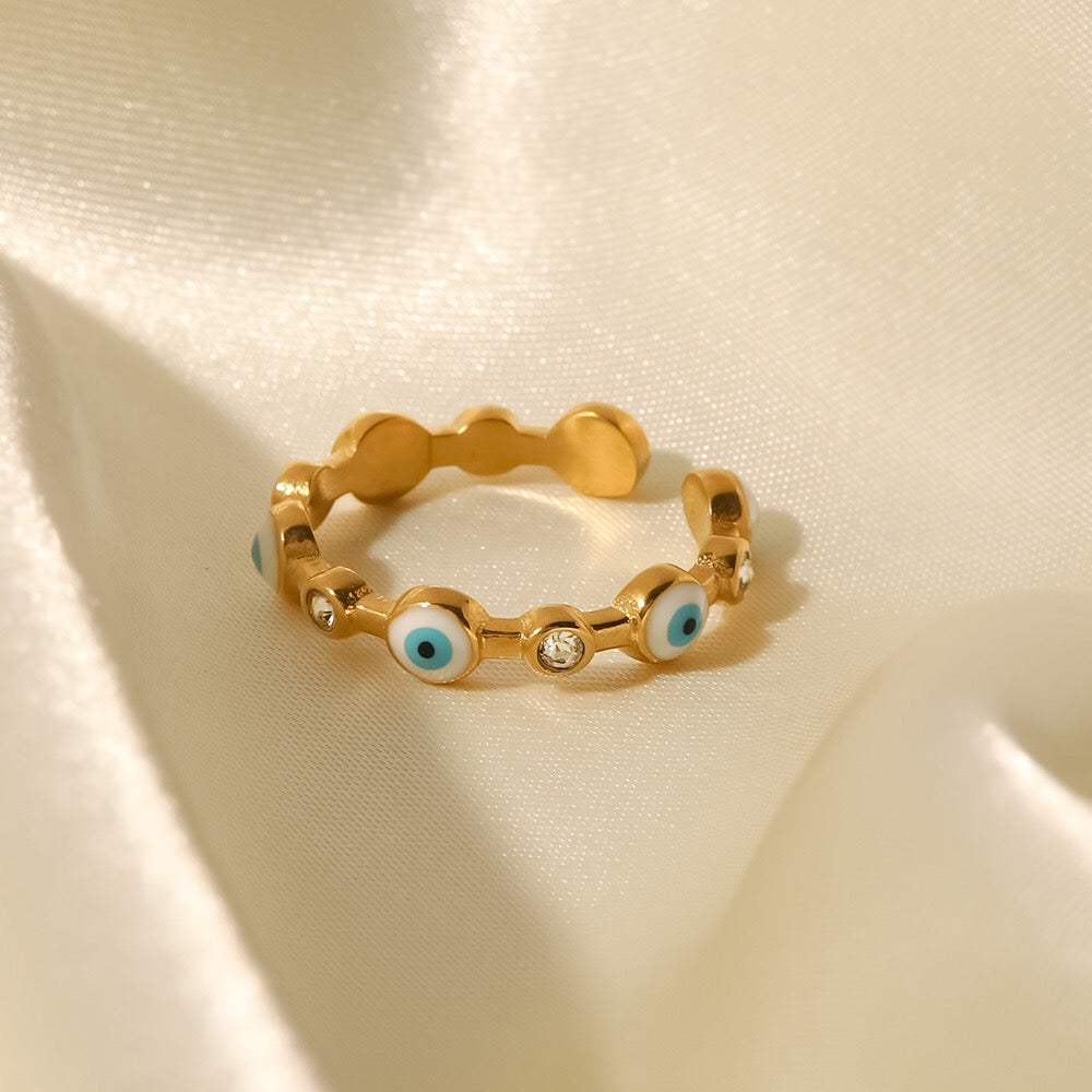 18K Gold Evil Eye Stacking Ring